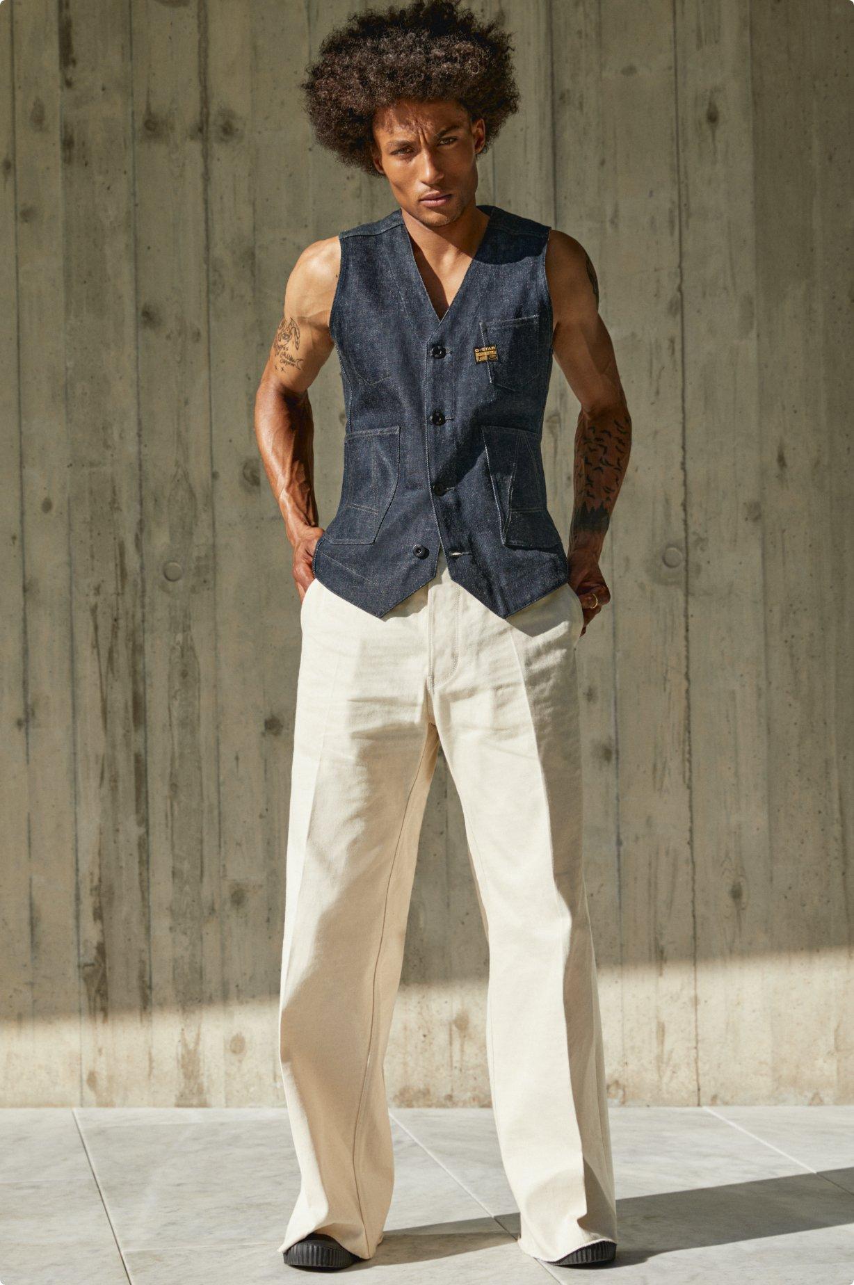 G-Star White Grip 36 Loose Jeans for Men Snoop Dogg Hardcore Denim Collection